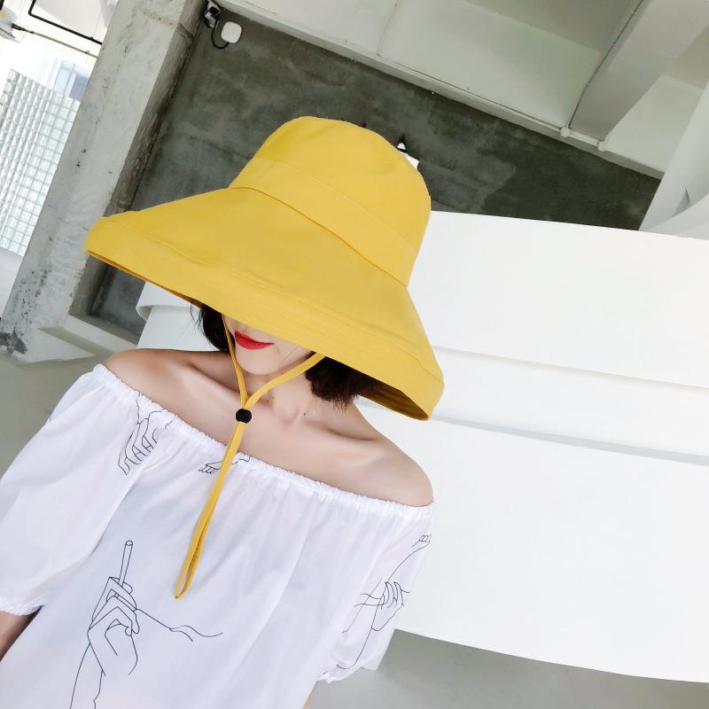 Chapeau de soleil d'été pour femme, casquette pliable de couleur unie
