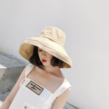 Female Summer Sun Hat Solid Color Foldable Cap