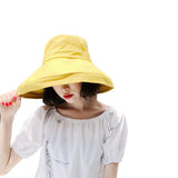 Female Summer Sun Hat Solid Color Foldable Cap