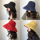 Female Summer Sun Hat Solid Color Foldable Cap