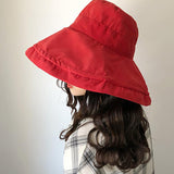 Female Summer Sun Hat Solid Color Foldable Cap