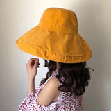 Female Summer Sun Hat Solid Color Foldable Cap