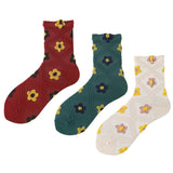 Floral Knitted Casual Jacquard Autumn Socks
