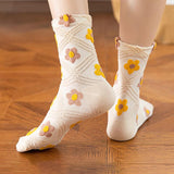 Floral Knitted Casual Jacquard Autumn Socks