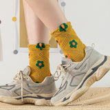 Floral Knitted Casual Jacquard Autumn Socks