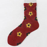 Floral Knitted Casual Jacquard Autumn Socks
