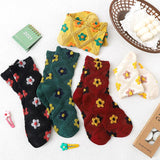 Floral Knitted Casual Jacquard Autumn Socks