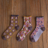 Floral Women Vintage Casual Autumn Winter Socks(3 Pairs)