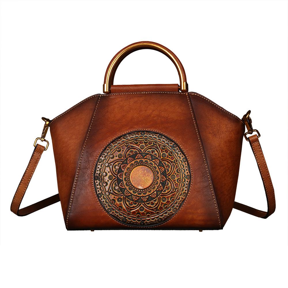 Leather Vintage Embossing Crossbody Handbag Tote Bag