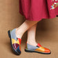 Leather Women Vintage Color Contrast Flat Shoes