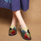 Chaussures plates vintage en cuir contrasté pour femmes