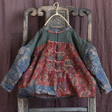 Linen Vintage Women Breasted Stitching Long Sleeve Coat