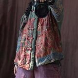 Linen Vintage Women Breasted Stitching Long Sleeve Coat