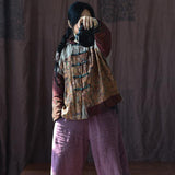Linen Vintage Women Breasted Stitching Long Sleeve Coat