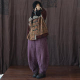 Linen Vintage Women Breasted Stitching Long Sleeve Coat