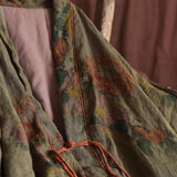 Linen Winter Vintage Long Sleeve Floral Printed Warm Coat