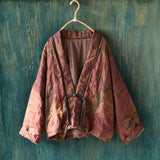 Linen Winter Vintage Long Sleeve Floral Printed Warm Coat