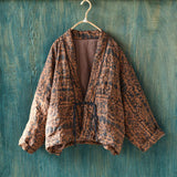 Linen Winter Vintage Long Sleeve Floral Printed Warm Coat
