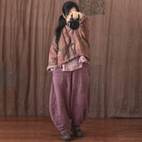 Linen Winter Vintage Long Sleeve Floral Printed Warm Coat