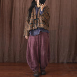 Linen Winter Vintage Long Sleeve Floral Printed Warm Coat