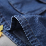 Plus Size - Loose Solid Color Drawstring Denim Hoodie