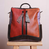 Multicolor Women Leather Zipper Backpack