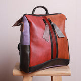 Multicolor Women Leather Zipper Backpack