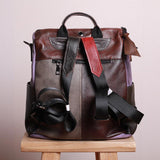 Multicolor Women Leather Zipper Backpack