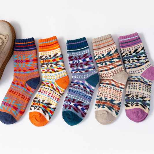 5 paires de chaussettes chaudes d'hiver en jacquard totem pour hommes