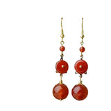 High-Quality Antique Earrings Red Agate Earrings