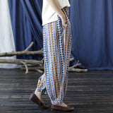 Art Striped All-Match Loose Large Size Retro Casual Pants