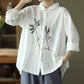 Vintage Lapel Embroidered Linen Shirt