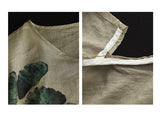 Vintage Ink Print Fine Ramie Doll Sleeve T-Shirt