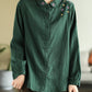 Art Vintage Double Layer Cotton Long Sleeve Floral Embroidery Shirt