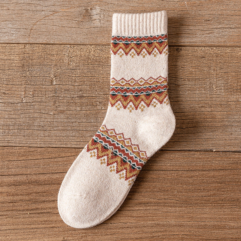 4 paires de chaussettes épaisses décontractées à imprimé floral pour femme, hiver