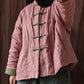 Striped Linen Chinese Buckle Padded Jacket