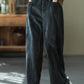 Pantalon vintage en velours côtelé et polaire décontracté à taille élastique