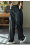 Vintage Corduroy Plus Fleece Casual Elastic Waist Pants