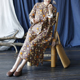 Literary Retro Long Sleeve Stand Collar Full Placket Dress