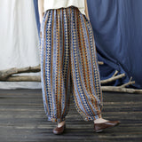 Art Striped All-Match Loose Large Size Retro Casual Pants