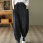 Vintage Corduroy Elastic Waist Slim Striped Trousers