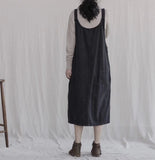 Art Retro Loose Casual Large Size Denim Strap Dress