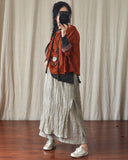 Literary Retro Cotton And Linen Distressed Linen Casual Skirt