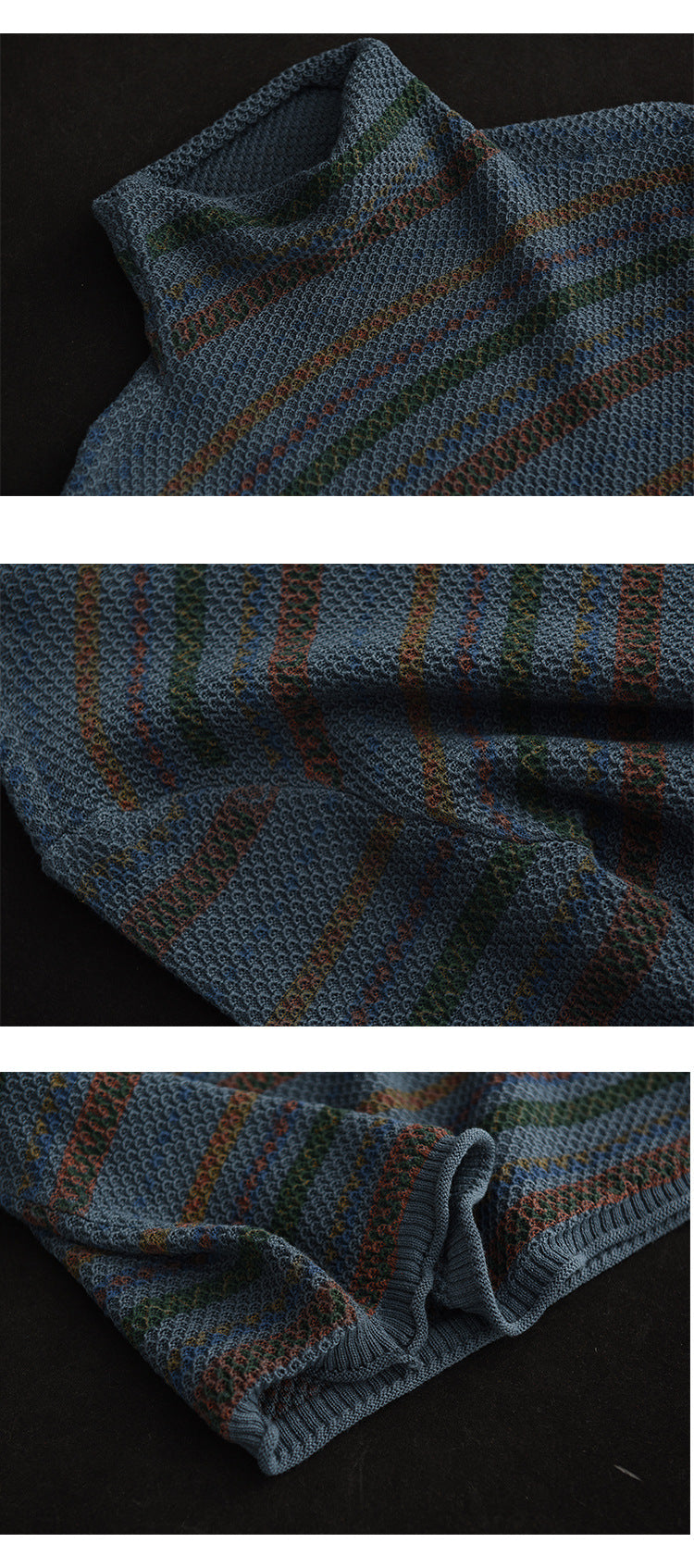 Vintage Cotton Knit Jacquard Turtleneck
