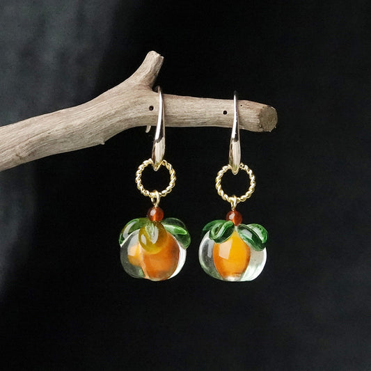 Literary Glazed Persimmon Earrings