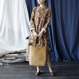 Literary Retro Long Sleeve Stand Collar Full Placket Dress