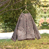 Vintage Floral Disc Button Cotton Linen Cardigan Stand Collar Jacket