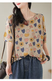 Knitted Cotton T-Shirt Printed Loose All-Match T-Shirt