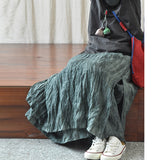 Literary Retro Cotton And Linen Distressed Linen Casual Skirt