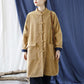 Literary And Retro Ethnic Style Stand Collar Loose Mid-Length Padded Top